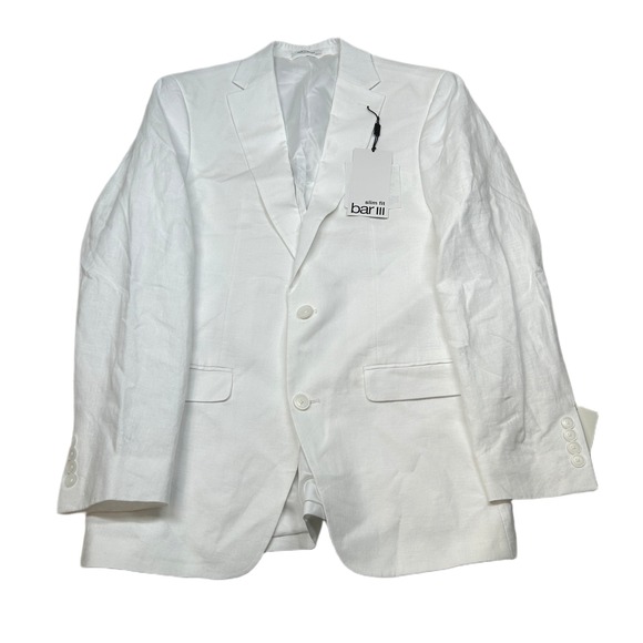 Bar III Linen Sport Coat Mens 38L 38 White Slim Fit Summer Coastal $360‎ - Picture 1 of 11